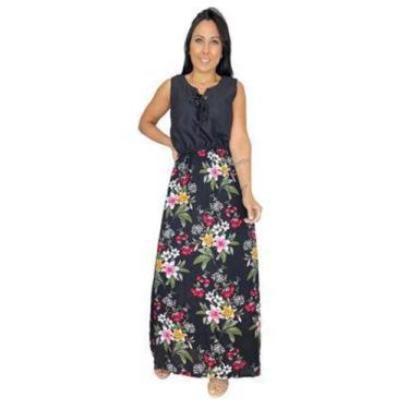 Imagem de Vestido Feminino Longo Estampado Festa Social Evangelico - DRESSEE STO