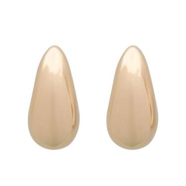 Imagem de Brinco Gota Lisa Média Banhado a Ouro 18K - Papillon Semi Jóias