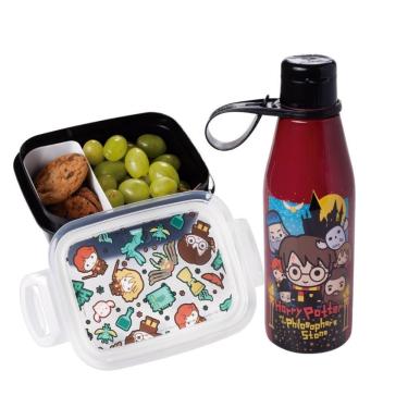 Imagem de Kit Lancheira Harry Potter Charms com Pote Marmita Hermética 630ml e Garrafa 530ml para Escola Plástico OEM