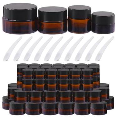 Imagem de Conjunto de jarras de vidro âmbar Tanstic 20x 20mL com tampa +10x colh