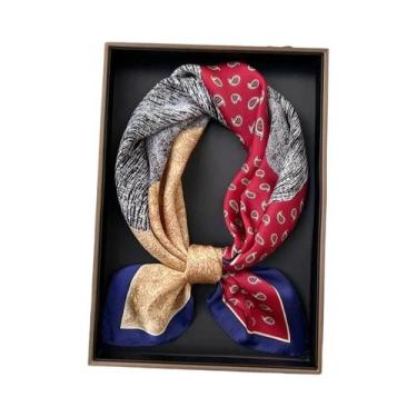 Imagem de Lenço De Seda Feminino 70x70cm, Hijab De Design Luxuoso, Lenço Quadrad