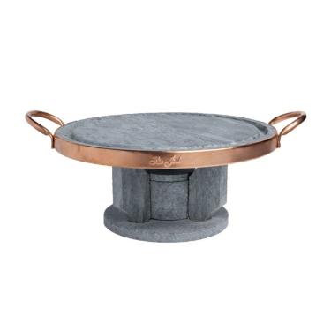 Imagem de Pedra para Carne com Réchaud Fogareiro 2428INDSJ Servir Petiscos em Pedra Sabão Uso Doméstico e Comercial Industria São