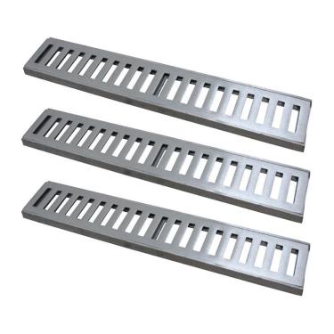 Imagem de Kit 3 Ralo Grelha Linear 7107X3GDA Drenagem Externa com Caixilho Alumínio Escovado Prata GDA Industria e Distribuidora