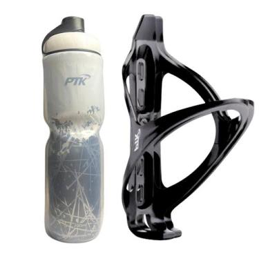 Imagem de Kit Caramanhola Térmica 700ml PTK + Suporte Nylon para Bike MTB Speed 