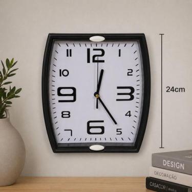 Imagem de Relógio de Parede Retangular Moderno 24cm Minimalista - - Decofer, Pre