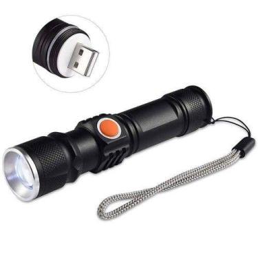 Imagem de Mini Lanterna Tática Super Potente Led T6 Recarregável USB C/ Zoom - i