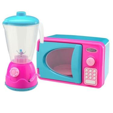 Imagem de Kit Mini Brinquedo Cozinha Microondas E Liquidificador - Gici Imports