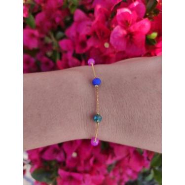 Imagem de Pulseira Cristal  Colorida Banhada a Ouro 18k Ref.42330 - Andreia