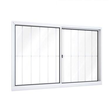 Imagem de Janela de Alumínio de Correr 100x100cm 2 Folhas com Grade Riobras Bran