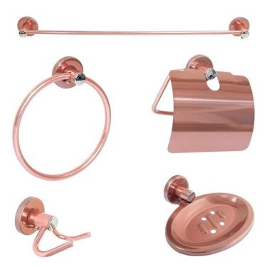 Imagem de Kit Acessórios P/ Banheiro Aço Inox 5 Peças Rose - Montelar