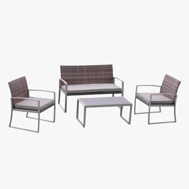Imagem de Conjunto de Àrea Externa Positano com 1 Sofá, 2 Poltronas 1 Mesa - Cinza