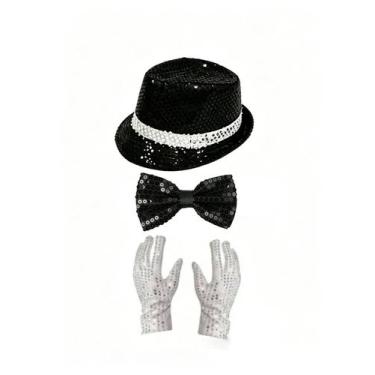 Imagem de Conjunto De Acessórios Para Fantasia De Michael Jackson: Chapéu Fedora
