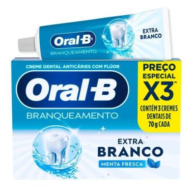 Imagem de Creme Dental Oral B Extra Branco Menta Fresca com 3 Unidades de 70g ca