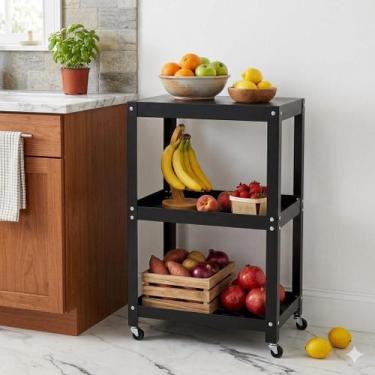 Imagem de Fruteira em Aço Inox com 3 Andares  Ideal para Cozinha, Área Gourmet, 