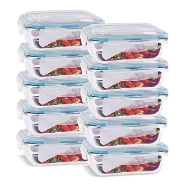 Imagem de KIT 10 Potes de Vidro Retangular com Tampa Hermética 640ml (Azul)