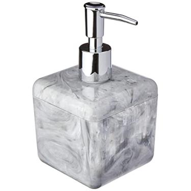 Imagem de Porta Sabonete Líquido e Álcool Gel Cube, 330 ml, 8,5 x 8,5 x 15 cm, Mármore Branco, Coza