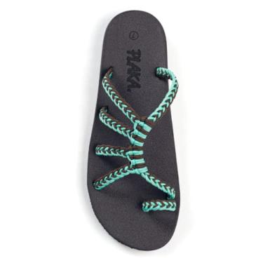 Imagem de Virar Plaka Relief Flops para Mulheres com o apoio do arco | Confortáveis ​​Sandálias para as Mulheres | Perfeito para a praia, longas caminhadas ou piscina | Reduz Heel & Back Pain | Turquoise Grey | tamanho 7