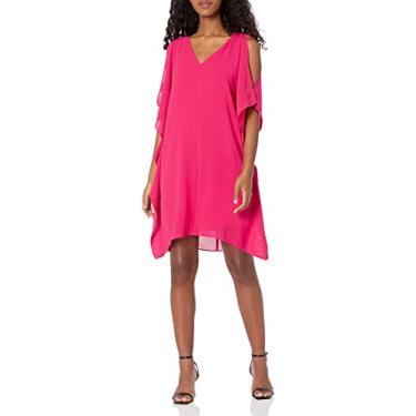 Imagem de Adrianna Papell Vestido caftan feminino de crepe, Rosa Fiesta, 50