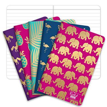 Imagem de Elan Publishing Company Caderno de campo/diário de bolso - padrões dourados - Livro de notas forrado (8,9 cm x 14 cm) - Pacote com 5