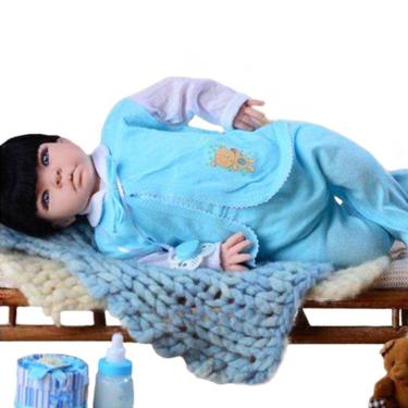 Imagem de Boneco Bebê Reborn Menino de Cabelos Pretos 53cm Acessórios