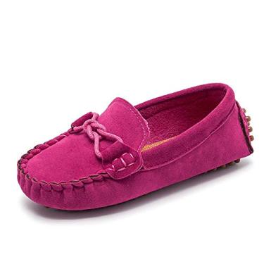 Imagem de TangDao Mocassim infantil para meninos e meninas macio sem cadarço sapato sem salto casual para meninos e meninas, Vermelho rosa, 11 Little Kid