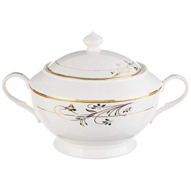Imagem de Lorenzo Import Coleção La Luna Souptureen China Bone China com tampa, padrão Rosalia por Lorren Home Trends, ouro