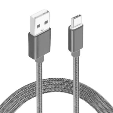 Imagem de Cabo Usb Nylon 1M Para Moto E20 - Compatível Preto