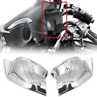 Imagem de FINMOKAL Capa de carenagem interna Batwing preta cromada para Harley Touring Electra Street Glide 96-13