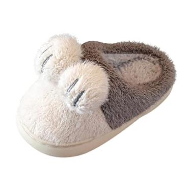 Imagem de Chinelos de algodão para crianças meninas meninos espuma de memória chinelos confortáveis para casa quarto chinelos botas infantis (cinza, 3,5-4 anos infantil)