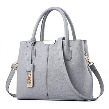 Imagem de Bolsa feminina alça superior bolsa de couro clássica bolsa transversal moda feminina elegante bolsa de ombro bolsa tote, Cinza
