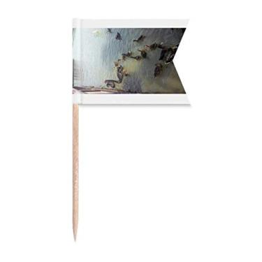 Imagem de Black Swan Natação Art Deco Presente Moda Palito Bandeiras Marcação para Bolo Festa Prato de Queijo