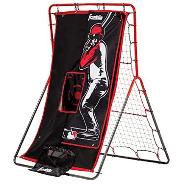 Imagem de Franklin Sports Alvo de arremesso de beisebol e rede de rebote – 2 em 1 Switch Hitter Pitch Trainer + Pitchback Net – Alvo de arremesso com batedor + Strikezone