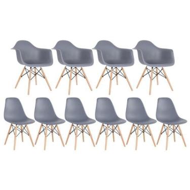 Imagem de Kit 4 Cadeiras Eames Daw Com Braços + 6 Cadeiras Eiffel Dsw - Loft7