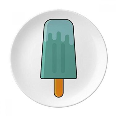 Imagem de Prato de sorvete verde azul com picolé doce decorativo de porcelana salver louça de jantar
