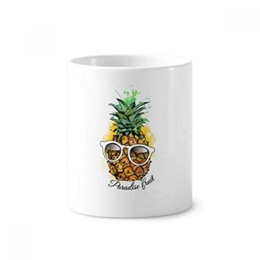 Imagem de Óculos de sol Abacaxi Tropical Fruit Escova de dentes Caneca, Porta Escova Dente Suporte de Cerâmica