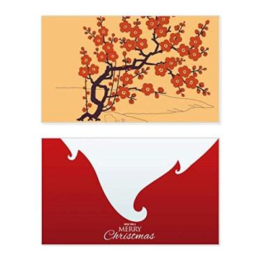 Imagem de Pintura Cultura Japonesa Flor Vermelha Feriado Feliz Natal Cartão de Parabéns Mensagem Natal Letra