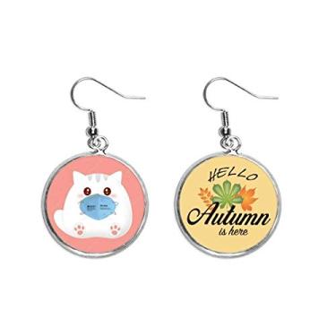 Imagem de Brinco de folha de outono com desenho animado adorável gato adorável adorável