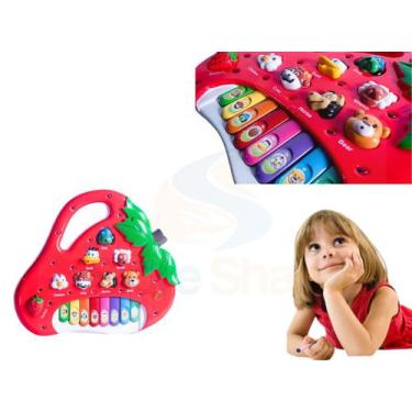 Imagem de Piano Teclado Infantil Bebê Bichos Musical Moranguinho - King Toys