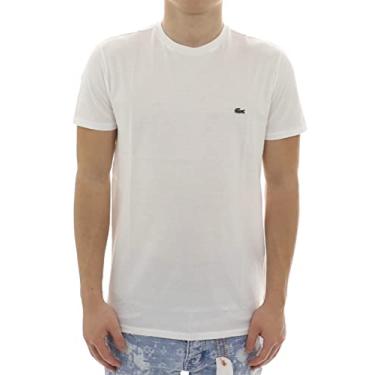 Imagem de Lacoste Camiseta masculina manga curta gola redonda algodão pima jersey sem ofertas, Branco, GG