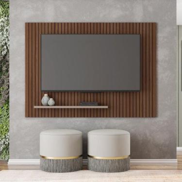 Imagem de Painel para TV até 70 Polegadas Frisos Decorativos Valença Caemmun Havana/Cinza