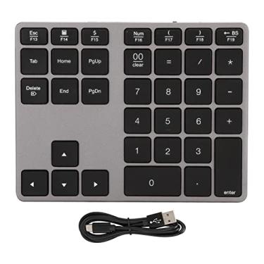 Imagem de Teclado Numérico Ultrafino Sem Fio de 35 Teclas, Liga de Alumínio e Recarregável, Compatível Com Wireless 5.0, 130 Horas de Trabalho Contínuo, 180 Dias Em Espera (Cinza Ferro)