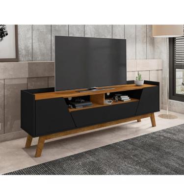 Imagem de Rack para TV ate 70 Polegadas 2 Portas 1 Gaveta Florença Bechara - Preto Fosco/Naturale