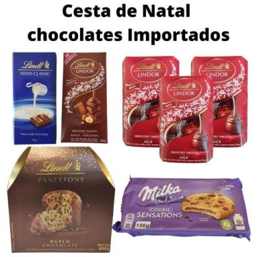 Imagem de Cesta De Natal Chocolates Importados - Chocolate  Lindt Milka