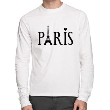 Imagem de Camiseta Algodão Paris Torre Eiffel Manga Longa - Foca Na Moda
