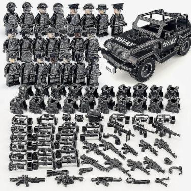 Imagem de Série de Blocos de Construção Militares Black Special Police And Off
