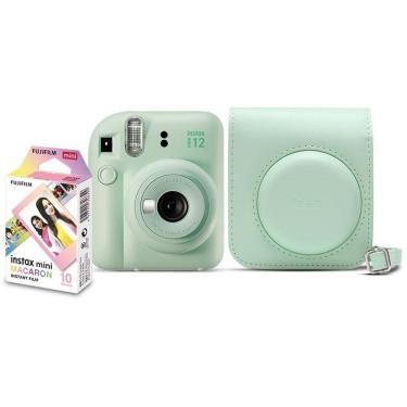 Imagem de Kit câmera Instantânea Fujifilm instax mini 12 VERDE MENTA + bolsa + filme macaron com 10 fotos