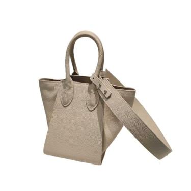 Imagem de Bolsa de ombro em couro legítimo com alça superior para mulheres Bolsa tipo pasta Bolsa com alça ajustável (B)