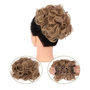 Imagem de Mulheres Bun Scrunchies Pente Presilha em Rabo de Cavalo Extensões para Mulheres Extensões de Coque Cacheado Desarrumado Peruca Sintética Updo Chignons Cabelo Esticável Fácil Pão (Color : 23)
