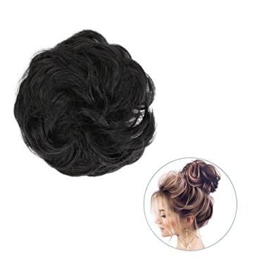 Imagem de Mulheres Bun Scrunchies 1 pçs ao redor no cabelo rabo de cavalo rosquinha coque acessórios de cabelo para mulheres sintético bagunçado cacheado ondulado chignon com envoltório de elástico Pão (Color
