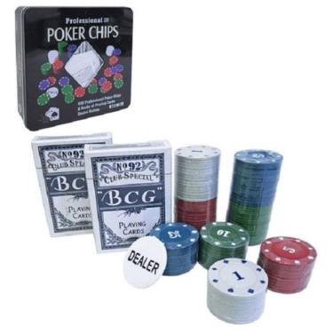 Imagem de Jogo De Fichas Para Poker 100 Fichas Plástico